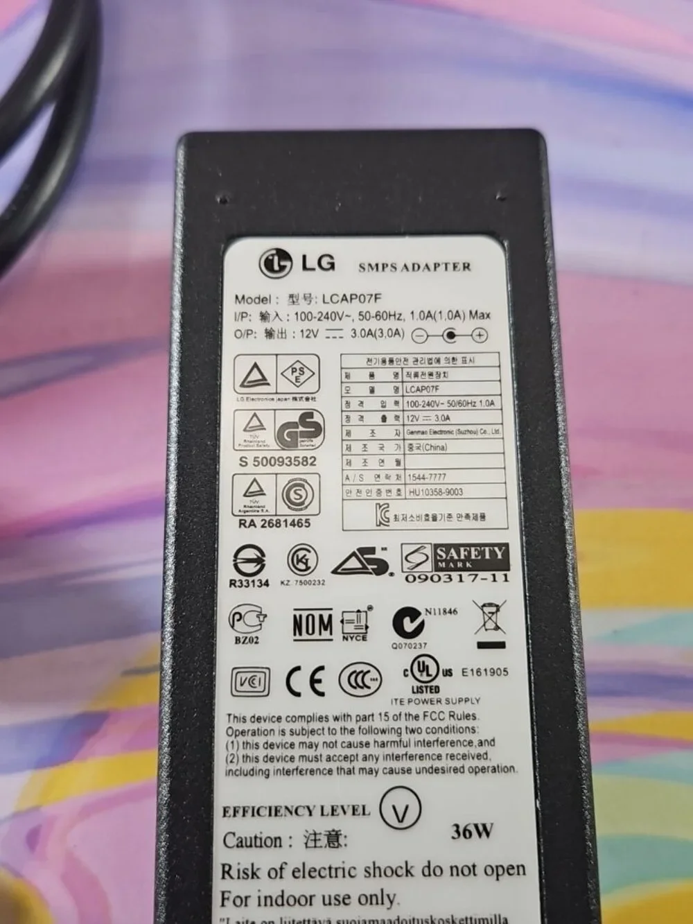 LG OEM Power Supply LCAP07F AC Adapter 12 V 3.0A